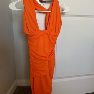 Orange Zara halter mini dress
